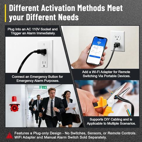 AC110V Industrial Siren Alarm Strobe Light, 120dB Loud Horn & Red Beacon, Waterproof Outdoor Security Alarm for Factory, Office, Warehouse, Emergency, Fires, Tornado, Intruder Alert (120dB) in Saudi Arabia