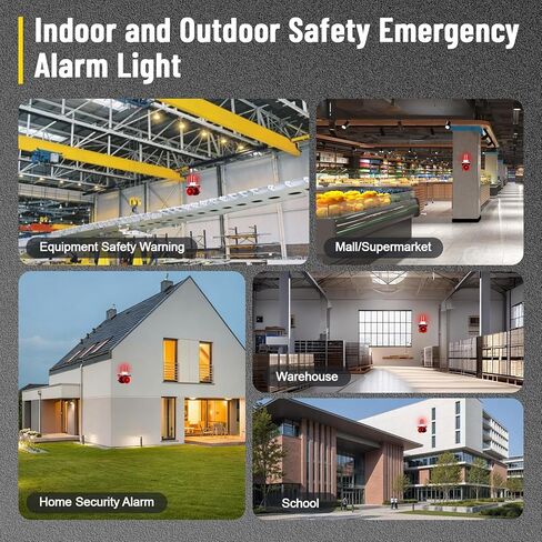 AC110V Industrial Siren Alarm Strobe Light, 120dB Loud Horn & Red Beacon, Waterproof Outdoor Security Alarm for Factory, Office, Warehouse, Emergency, Fires, Tornado, Intruder Alert (120dB) in Saudi Arabia
