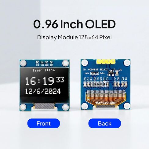 ELEGOO 3PCS 0.96 Inch OLED Display Screen Module Compact Self-Luminous SSD1306 I2C Display Mini Screens for Arduino Projects (White) in Saudi Arabia