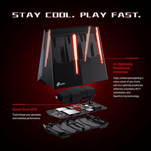 TP-Link Tri-Band BE11000 Wi-Fi 7 Gaming Router Archer GE650 | 6-Stream 11 Gbps supports 320MHz | 2×5G + 3×2.5G Ports USB 3.0 | Game Acceleration, Dedicated Gaming Port & Panel, RGB Lighting|HomeShield in Saudi Arabia