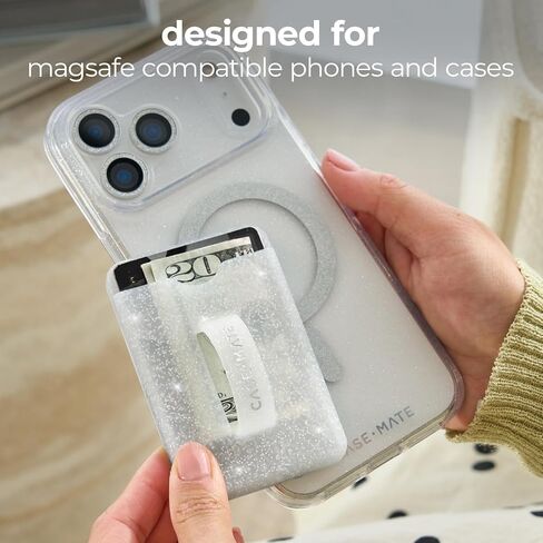 محفظة Case-Mate MagSafe مع مقبض حلقي - محفظة هاتف مغناطيسية قابلة للفصل/حامل بطاقات مع مقبض حلقة مدمج سهل الإمساك [تحمل ما يصل إلى 3 بطاقات ونقود] - لهاتف iPhone 17 Pro Max/16 Pro Max/15 Pro - Twinkle in Kuwait