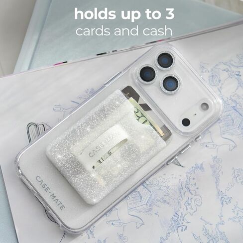 محفظة Case-Mate MagSafe مع مقبض حلقي - محفظة هاتف مغناطيسية قابلة للفصل/حامل بطاقات مع مقبض حلقة مدمج سهل الإمساك [تحمل ما يصل إلى 3 بطاقات ونقود] - لهاتف iPhone 17 Pro Max/16 Pro Max/15 Pro - Twinkle in Kuwait