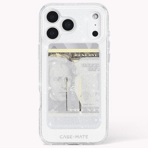 محفظة Case-Mate MagSafe مع مقبض حلقي - محفظة هاتف مغناطيسية قابلة للفصل/حامل بطاقات مع مقبض حلقة مدمج سهل الإمساك [تحمل ما يصل إلى 3 بطاقات ونقود] - لهاتف iPhone 17 Pro Max/16 Pro Max/15 Pro - Twinkle in Kuwait