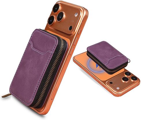 for Magsafe Wallet Magnetic Card Holder, PU Leather Phone Wallet Compatible with MagSafe Phones and Cases for iPhone17/ 16/15/ 14/13/ 12/ Pro/Max/Pl,Cell Phone ID Photo Album Holder with Zipper(Black) in Saudi Arabia