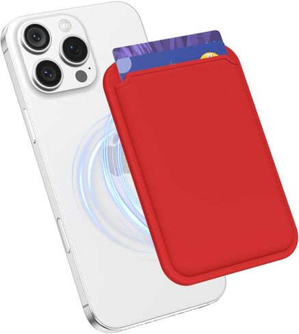 oakxco Magnetic Phone Wallet Stick On, Secure Phone Card Holder Silicone Compatible with Magsafe, Adhesive Pocket Sleeve ID Credit Card, Slim Thin Card Case, Compatible with iPhone Samsung, Yellow in Kuwait