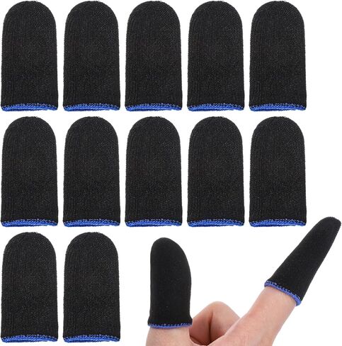 12 Pack Gaming Finger Sleeves Anti Sweat Game Controller Thumb Sleeve Gaming Sweatproof Breathable Finger Covers Touchscreen for Mobile Phone Tablet Devices Gamer Stabilizer Black in Saudi Arabia