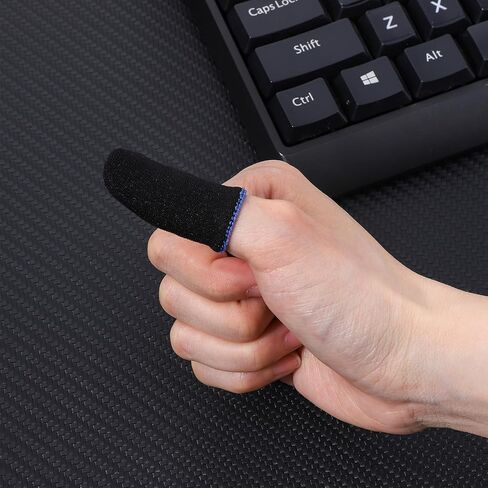 12 Pack Gaming Finger Sleeves Anti Sweat Game Controller Thumb Sleeve Gaming Sweatproof Breathable Finger Covers Touchscreen for Mobile Phone Tablet Devices Gamer Stabilizer Black in Saudi Arabia