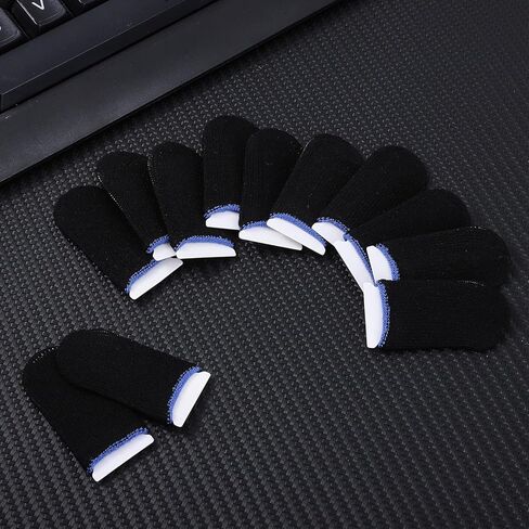 12 Pack Gaming Finger Sleeves Anti Sweat Game Controller Thumb Sleeve Gaming Sweatproof Breathable Finger Covers Touchscreen for Mobile Phone Tablet Devices Gamer Stabilizer Black in Saudi Arabia