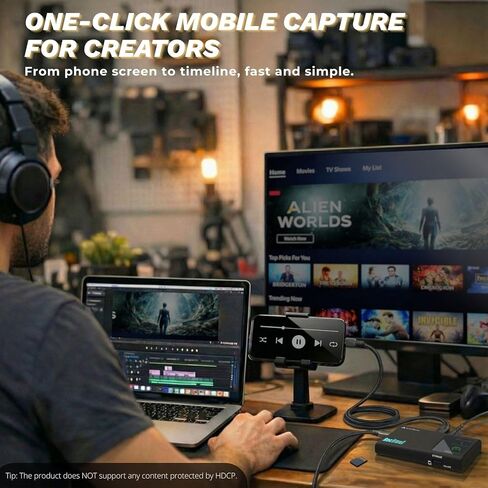 ClonerAlliance RecDual Dongle, Mini Standalone Dual-Input 1080p@60fps Video Recorder with 4K@60fps Passthrough, HDMI & USB Type-C DP Capture. Schedule & Loop Recording. in Saudi Arabia