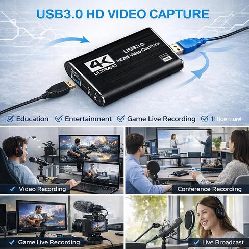 TOAKA USB 3.0 HDMI Capture Card 1080P 60FPS, Video Capture Card for Streaming Gaming, Compatible with PS5 PS4 Xbox Switch Camera PC in Saudi Arabia