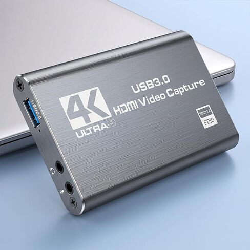 بطاقة التقاط فيديو 4K HDMI، بطاقة التقاط USB 3.0 للبث والألعاب، جهاز التقاط الفيديو 1080P 60FPS - التوصيل والتشغيل (ذهبي) in Saudi Arabia