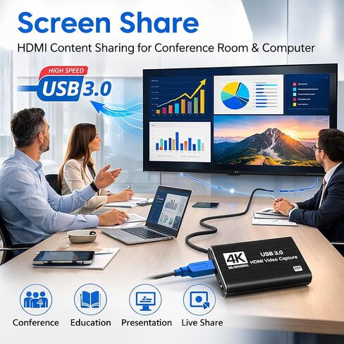 TOAKA USB 3.0 HDMI Capture Card 1080P 60FPS, Video Capture Card for Streaming Gaming, Compatible with PS5 PS4 Xbox Switch Camera PC in Saudi Arabia