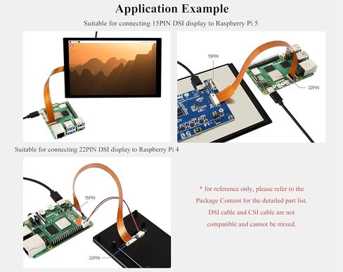 كابل مرن DSI Display FPC متوافق مع Raspberry Pi 5، 22PIN إلى 15PIN، مناسب لتوصيل شاشات DSI بـ RPi 5/RPi 4، بطول 20 سم/0.2 متر/0.65 قدم in Kuwait