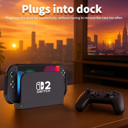 حافظة HEYSTOP Switch 2 متوافقة مع غطاء حافظة Nintendo Switch 2 القابل للإرساء، حافظة Switch 2 الواقية من مادة TPU مع واقي شاشة و6 مقابض إبهام، زجاج مقسى عالي الدقة، ممتص للصدمات ومضاد للخدش in Kuwait
