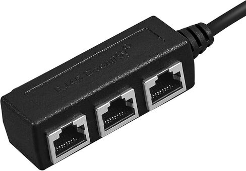 2-Pack RJ45 1-to-3 Ethernet LAN Splitter Adapter: Gold-Plated Connectors, ABS Housing, 6.5x2cm, for Network Cable Extension in Saudi Arabia