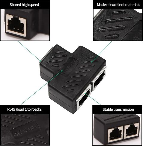 2 Port RJ45 Splitter Adapter LAN Network Ethernet Extender Connector Plug Lot 1pcs in Saudi Arabia