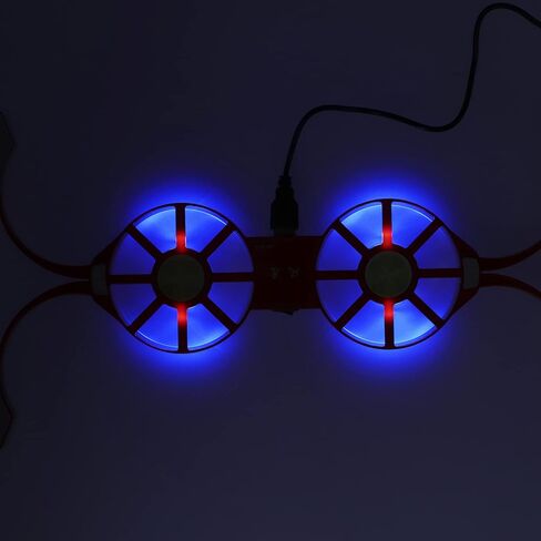 قاعدة تبريد للكمبيوتر المحمول، محمولة تعمل بمنفذ USB، مروحة مزدوجة، أحمر مع ضوء LED أزرق، قابلة للطي in Saudi Arabia