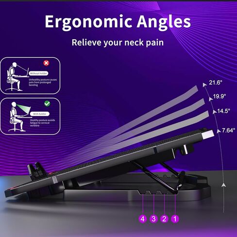 AICHESON S035 Purple Laptop Cooler and Gaming Laptop Cooling Stand AA2 Set in Saudi Arabia