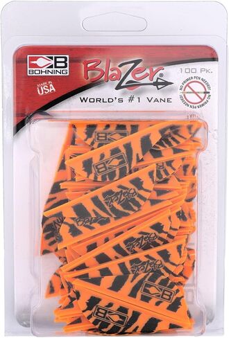 Bohning Blazer Tiger Archery Vane (100-Pack), Orange, 2 inch in Saudi Arabia
