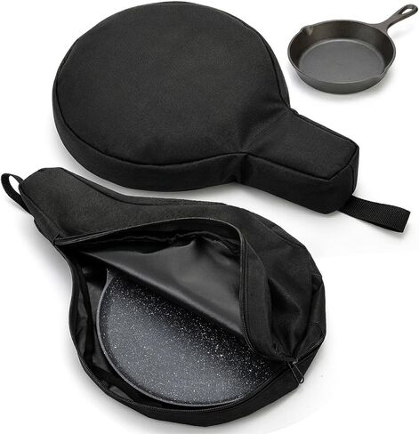 Hiceeden 2 Pack Cast Iron Skillet Storage Bag, Waterproof Frying Pan Carrying Case for Skillets Up to 11.8" Wide, Heavy Duty Skillet Carrier Organizer with Hanging Loop for Travel, Camping, Cabinet in Saudi Arabia
