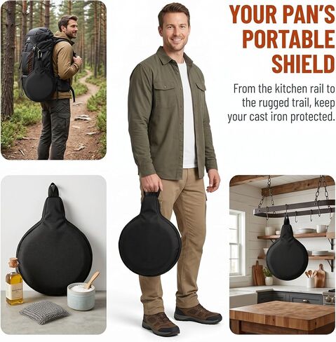 Hiceeden 2 Pack Cast Iron Skillet Storage Bag, Waterproof Frying Pan Carrying Case for Skillets Up to 11.8" Wide, Heavy Duty Skillet Carrier Organizer with Hanging Loop for Travel, Camping, Cabinet in Saudi Arabia
