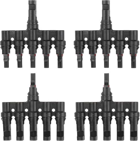 MECCANIXITY Two Pair of T-Shaped Branch Connector, 1 to 5 Male/Female Solar Panel Connectors for Parallel Connection Between Solar Panels Cables Wires, Black in Saudi Arabia