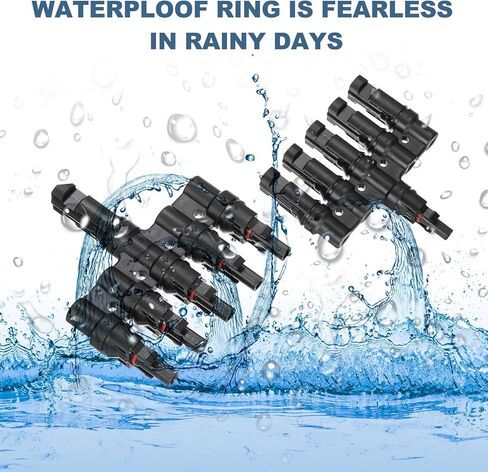 MECCANIXITY Two Pair of T-Shaped Branch Connector, 1 to 5 Male/Female Solar Panel Connectors for Parallel Connection Between Solar Panels Cables Wires, Black in Saudi Arabia