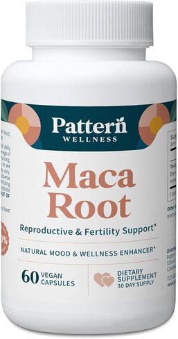 Pattern Wellness Maca Root للرجال والنساء - 10.000 مجم - محسن طبيعي للمزاج والعافية - مزيج مثالي فريد من نوعه للخصوبة والإنجاب وصحة الجسم بالكامل - 60 كبسولة نباتية in Kuwait