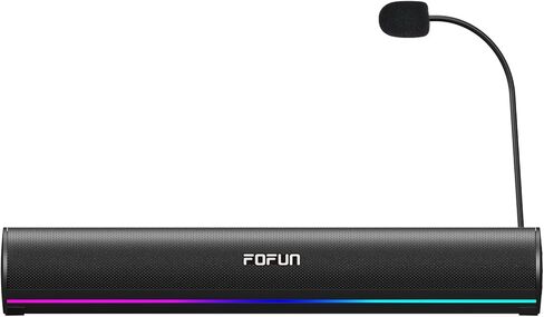 Computer Sound Bar with Detachable ENC Microphone, Enhanced Bass Gaming Soundbar, Bluetooth 6.0, USB-A Plug and Play, PC and Bluetooth Mode, 3EQ, 10 RGB Speaker for Gaming, Music,Meeting in Saudi Arabia