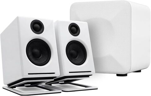 Audioengine A2+ Bluetooth Computer Speaker Bundle – Compact Desktop Speakers for PC & Laptop with S6 Subwoofer and DS1M Speaker Stands in White in Saudi Arabia