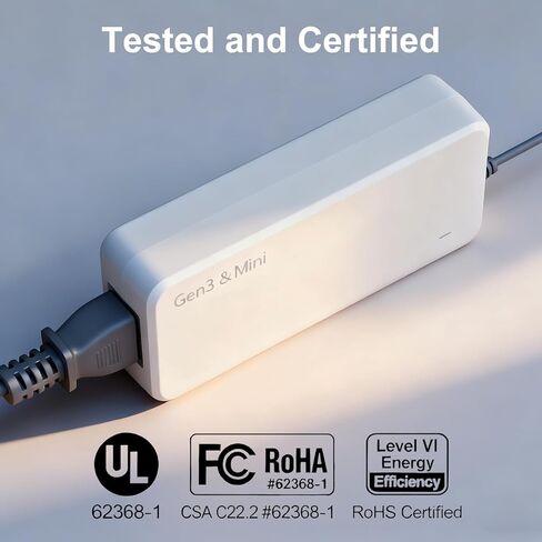 مصدر طاقة بديل Starlink Gen 3 وMini - مدرج في قائمة ETL وFCC بقدرة 195 وات (57 فولت 3.42 أمبير)، محول شحن متوافق مع كابل تيار متردد 3.3 قدم 18AWG وكابل تيار مستمر 1.65 قدم in Kuwait