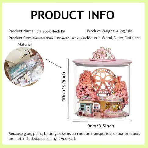 TOPBSFARNY مجموعات نماذج DIY لبيت الدمى، نموذج طقم منزل مصغر مع أضواء LED ومجموعة بيت الدمى لكوخ الوقت (الكوخ السحري) (B034) in Kuwait