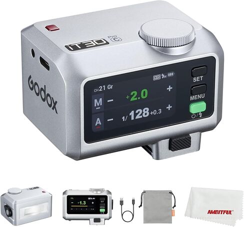 Godox iT30 Pro F iT30ProF Mini Flash for Fuji Camera, TTL Auto-Exposure, HSS 1/8000 Seconds, 2.4G Wireless Xsystem, 2.8" Full-Color Touchscreen, Lithium Battery (Silver)(iT30Pro for Fuji) in Saudi Arabia
