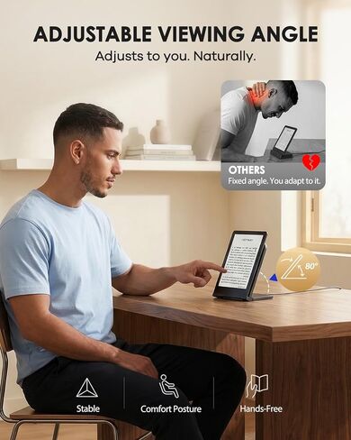 Doohoeek Foldable Wireless Charging Stand Compatible with Kindle Paperwhite Signature (2022/2024), Colorsoft Signature &Galaxy Ebook, Compack Charger with Adjustable Angle, Portable Dock in Saudi Arabia