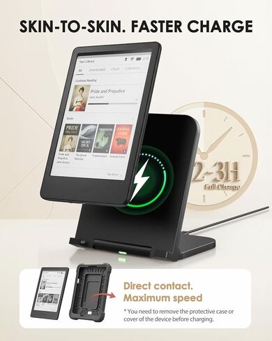 Doohoeek Foldable Wireless Charging Stand Compatible with Kindle Paperwhite Signature (2022/2024), Colorsoft Signature &Galaxy Ebook, Compack Charger with Adjustable Angle, Portable Dock in Saudi Arabia