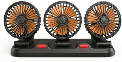 Dual Head Car Fan, Portable Vehicle Cooling Fan with 2 Speeds, 360° Rotatable Adjustable Dashboard Air Circulator, USB Powered for SUV RV Truck Sedan Cruise, Cigarette Lighter Adapter Required in Saudi Arabia
