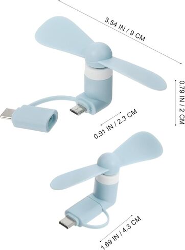 Beavorty 5pcs مروحة الهاتف الخليوي الصغيرة 2 في 1: مروحة الهاتف السائبة USB C مايكرو USB مبرد الهواء المحمول مع اثنين من أوراق التهوية التبريد للسفر حافلة مترو الانفاق in Saudi Arabia