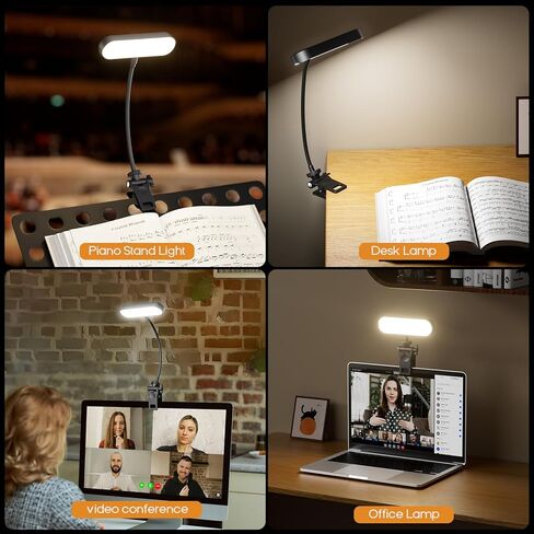 مصباح Jasput 2 في 1 LED للكتب والمكتب، رقبة معقوفة مرنة، 3 أوضاع ألوان وقابلة للتعتيم، ضوء قراءة قابل لإعادة الشحن ومصباح مؤتمرات الفيديو للسرير والمكتب والكمبيوتر المحمول والدراسة in Kuwait