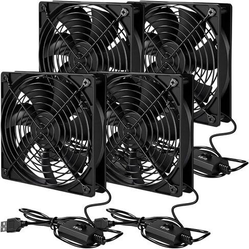VIHOSE 4 Pack 120mm x 25mm Black USB Computer Fan with 3 Speed 5V USB Powered Case Fan for Cooling PC Receiver DVR TV Box Router Double Ball Bearing 50000 Hours Life in Saudi Arabia