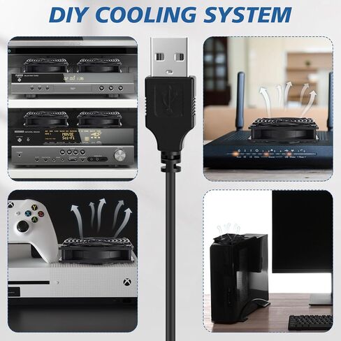 VIHOSE 4 Pack 120mm x 25mm Black USB Computer Fan with 3 Speed 5V USB Powered Case Fan for Cooling PC Receiver DVR TV Box Router Double Ball Bearing 50000 Hours Life in Saudi Arabia
