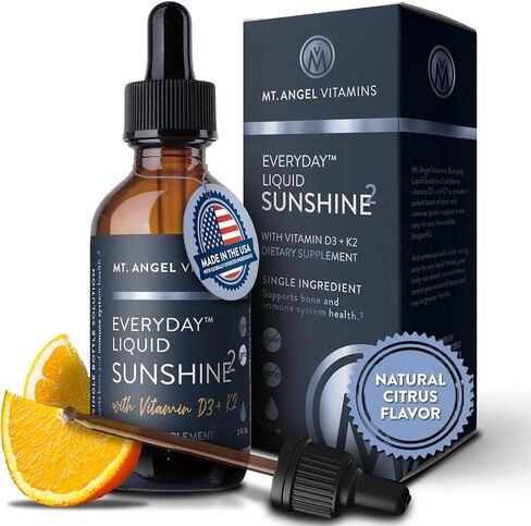 مكمل فيتامينات سائل D3 K2 - مزيج من المكونات MK7 K2 مع D3 خالي من الجلوتين، قطرات فيتامين D غير المعدلة وراثيًا للبالغين والأطفال - فيتامين D نباتي نباتي من أشعة الشمس in Saudi Arabia
