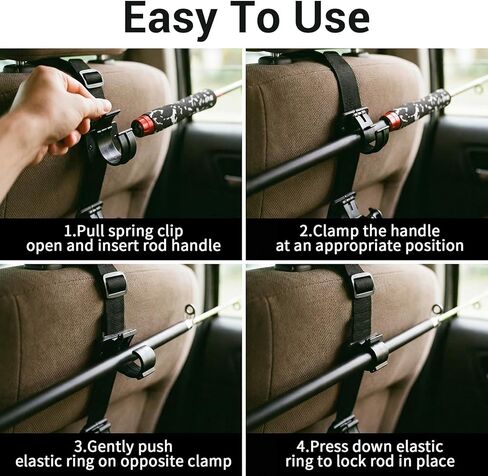 MAQUITA 2 Pcs Fishing Rod Racks for Car, 4-Rod or Combos Capacity Rod Holder for Car,SUV,Truck Front or Rear Seats in Saudi Arabia