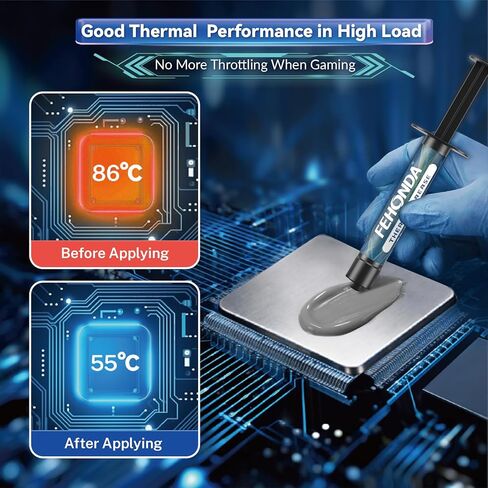 9.8W/Mk 10g Thermal Paste, Thermal Paste CPU, Ultra-Low Thermal Resistance, Easy & Safe Application, Non-Drying, Pasta Termica para PC Gamer/PS4/PS5/GPU/Laptop/Consoles/Processor in Kuwait