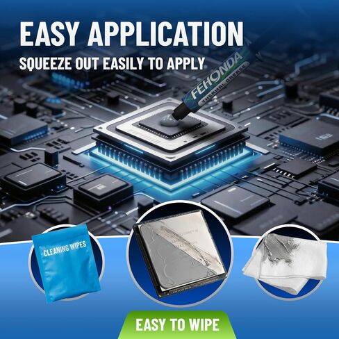 9.8W/Mk 10g Thermal Paste, Thermal Paste CPU, Ultra-Low Thermal Resistance, Easy & Safe Application, Non-Drying, Pasta Termica para PC Gamer/PS4/PS5/GPU/Laptop/Consoles/Processor in Kuwait