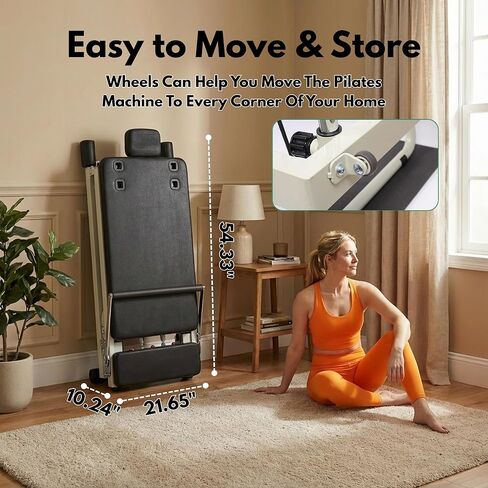 92" 3RD Gen Extended Pilates Reformer, Foldable Pilates Machine with Yoga Ring & Headrest, Jumpboard, Dual Resistance Springs, Pilates Equipment for Home Workout, up to 500 lbs in Saudi Arabia