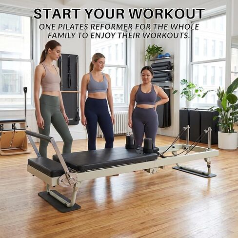 92" 3RD Gen Extended Pilates Reformer, Foldable Pilates Machine with Yoga Ring & Headrest, Jumpboard, Dual Resistance Springs, Pilates Equipment for Home Workout, up to 500 lbs in Saudi Arabia