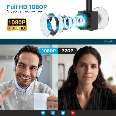 Eye Contact Webcam 1080P Auto Focus with Suction Cup of Center Screen, Web cam with Noise-Cancelling Microphone for PC and Laptop,Plug & Play USB Webcam for Zoom/Teams/Streaming in Saudi Arabia