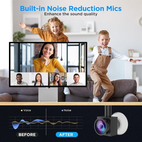 Eye Contact Webcam 1080P Auto Focus with Suction Cup of Center Screen, Web cam with Noise-Cancelling Microphone for PC and Laptop,Plug & Play USB Webcam for Zoom/Teams/Streaming in Saudi Arabia