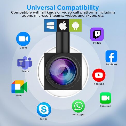 Eye Contact Webcam 1080P Auto Focus with Suction Cup of Center Screen, Web cam with Noise-Cancelling Microphone for PC and Laptop,Plug & Play USB Webcam for Zoom/Teams/Streaming in Saudi Arabia
