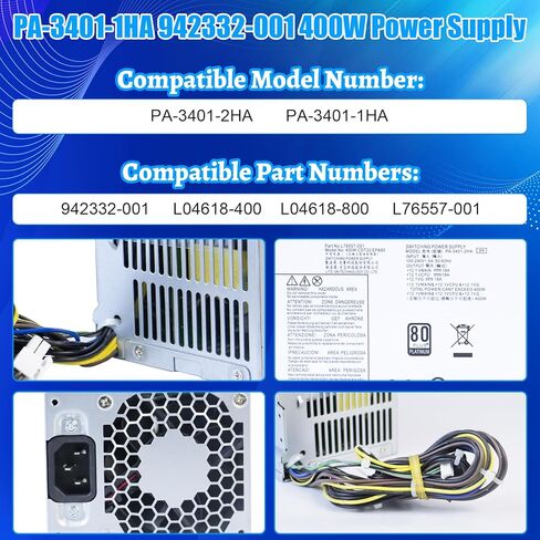 Upgraded 942332-001 L04618-800 400W Power Supply PA-3401-1HA L04618-400 PSU Compatible with HP 280 288 285 480 600 680 800 G3 G4 400W 942332-001 L76557-001 PA-3401-2HA Power Supply in Saudi Arabia